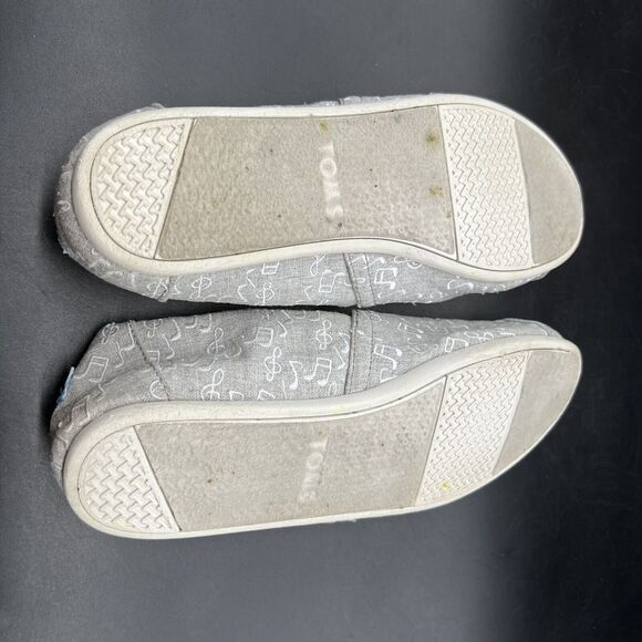 TOMS Musical Notes Canvas Slip-on Shoes Womens Size 9.5 Mocs Music Gray White - Picture 10 of 11